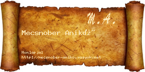 Mecsnober Anikó névjegykártya